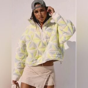 Free People Movement Mountain High 3D Print 1/2 Zip Fleece Size Large